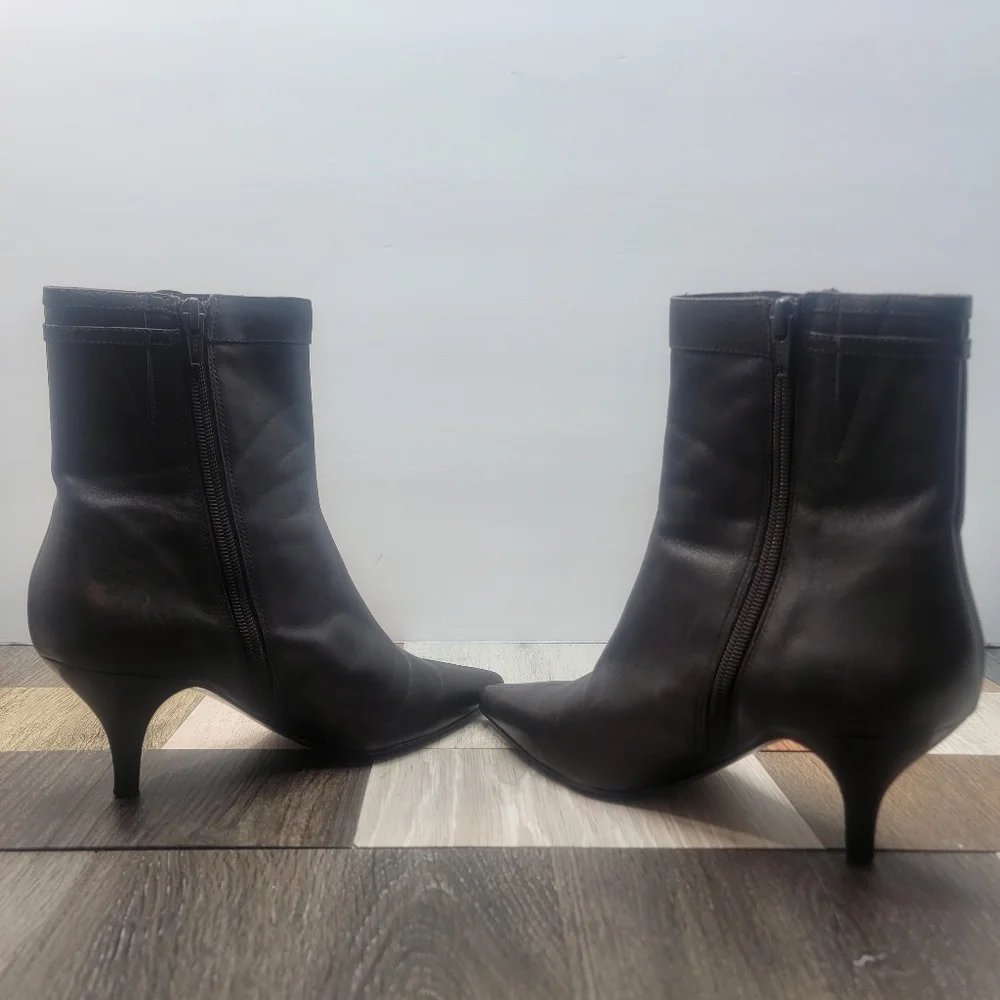 Women's 5.5M Brown Leather Stiletto Ankle Boots - Picture 4 of 5